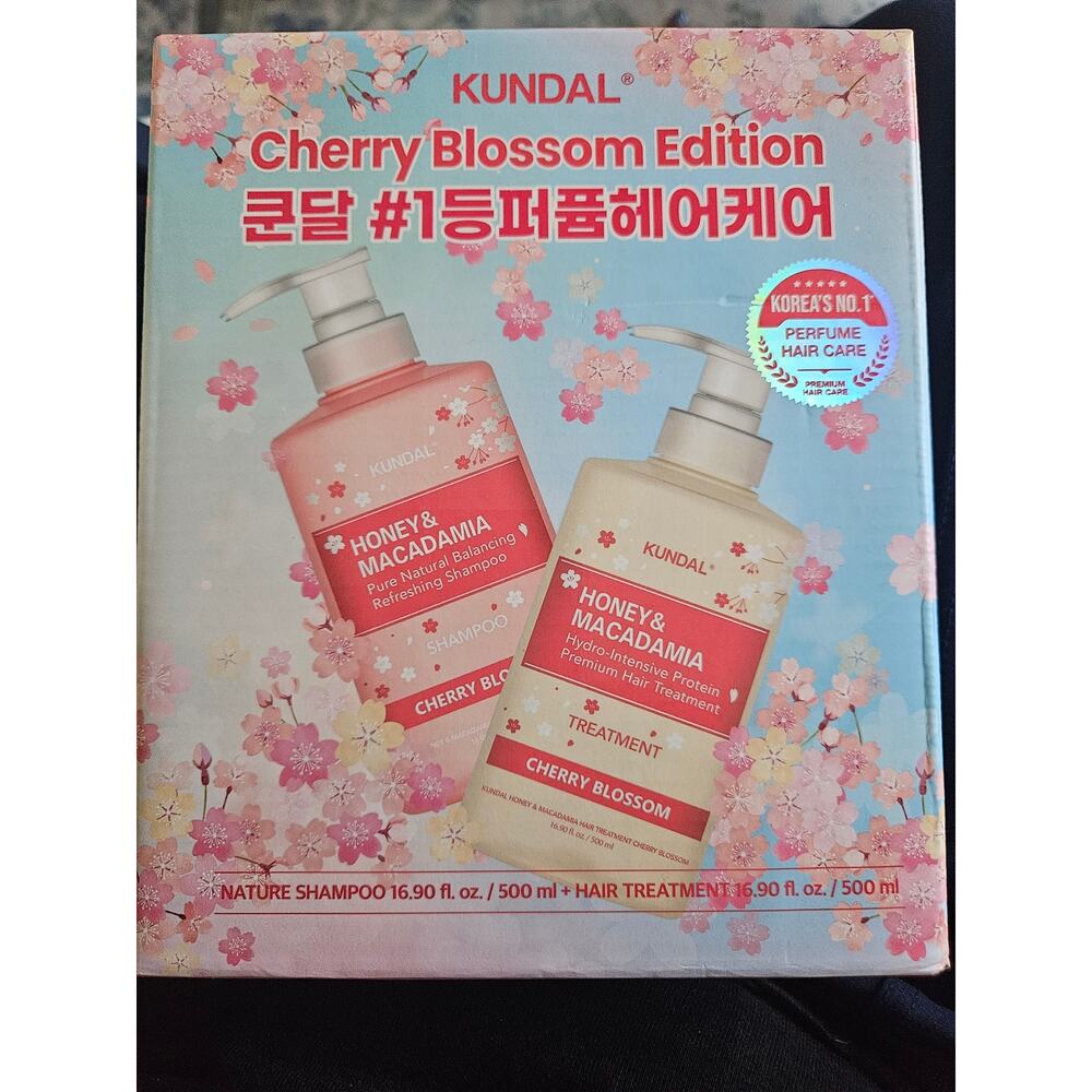 KUNDAL Korean Beauty Honey Macadamia Cherry Blossom Shampoo & Treatment Duo NIB